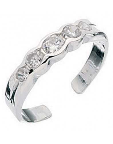 My-jewelry - D128 - Ring toe zirconia adjustable in 925/1000 silver