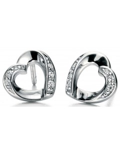 My-jewelry - D5085 - earring heart, and zirconium in 925/1000 silver