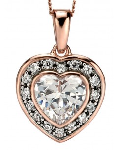 My-jewelry - D4312 - Necklace heart rose Gold plated and zirconium in 925/1000 silver