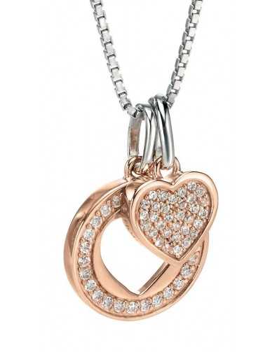 My-jewelry - D3950 - Necklace heart rose Gold plated and zirconium in 925/1000 silver