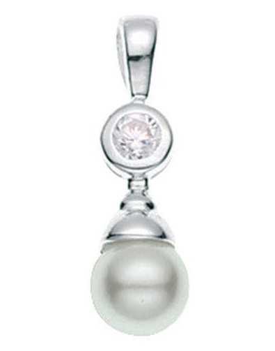 necklace Pearl and zirconium in 925/1000 silver