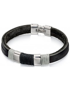 My-jewelry - D4729 - Bracelets chic leather and cotton in stainless steel