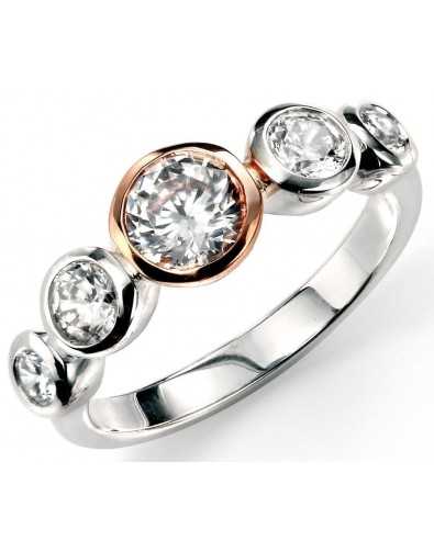 My-jewelry - D3321 - Ring trend rose Gold plated and zirconium in 925/1000 silver