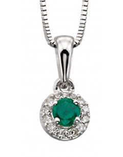 My-jewelry - D875c - Stunning necklace emerald and diamond white Gold 375/1000