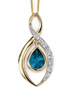 My-jewelry - D991c - Pretty necklace with blue topaz and diamond Gold 375/1000