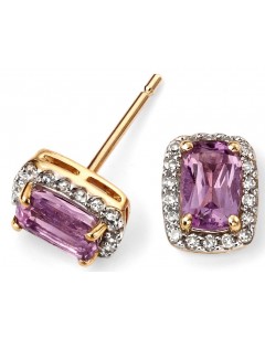 My-jewelry - D655b - earring amethyst and diamond Gold 375/1000