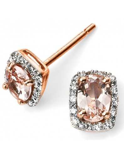 My-jewelry - D2062 - earring morganite and diamond rose Gold 375/1000