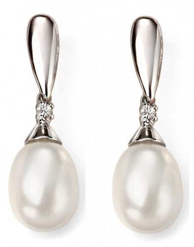 My-jewelry - D2075 - earring pearl and diamond white Gold 375/1000