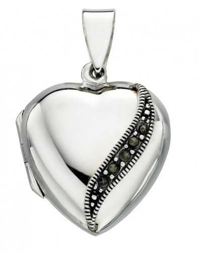 Necklace heart and marcassite in 925/1000 silver