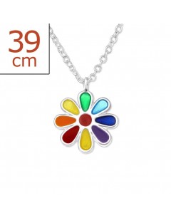 My-jewelry - H24349us - Sterling silver Pretty flower rainbow necklace