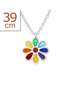 My-jewelry - H24349 - Pretty flower necklace rainbow in 925/1000 silver