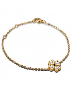 My-jewelry - H112 - Bracelet clover small golden heart in 925/1000 silver