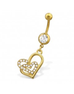 My-jewelry - H29681 - Jolie piercing heart stainless steel golden