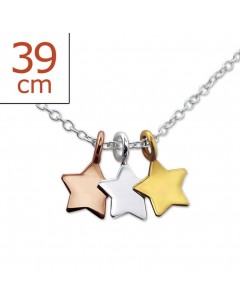 My-jewelry - H23847us - Sterling silver three-star golden necklace