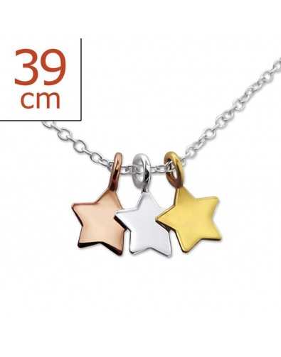 My-jewelry - H23847 - Collar three-star golden 925/1000 silver