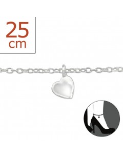 My-jewelry - H1420us - Sterling silver heart Chain ankle