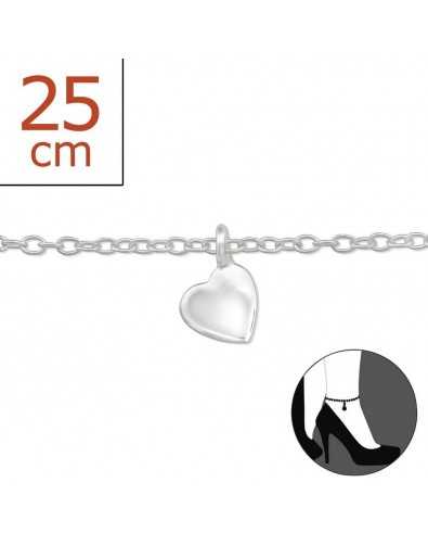 My-jewelry - H1420 - Chain ankle heart in 925/1000 silver