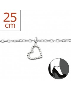 My-jewelry - H6158zus - Sterling silver heart Chain ankle