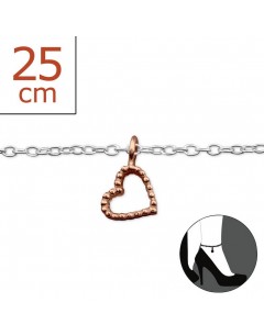 My-jewelry - H6158rus - Sterling silver heart Chain ankle