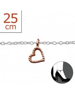 My-jewelry - H6158r - Chain ankle heart in 925/1000 silver