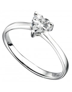Ring solitaire heart zirconia in 925/1000 silver