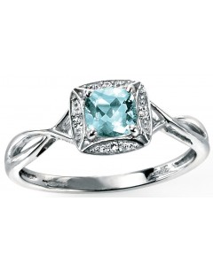 Ring aquamarine and Diamond was 0.016 carat gold 375/1000 carat