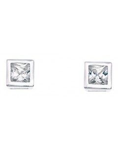 Earring square zirconia in 925/1000 silver