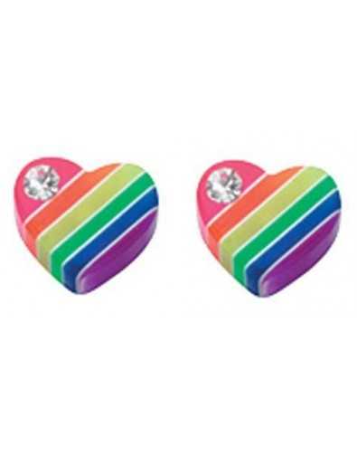 Earring heart rainbow in 925/1000 silver