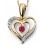 Necklace heart ruby and diamond Gold 375/1000 carats