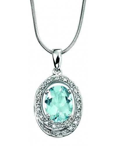 Necklace with aquamarine and diamond white Gold 375/1000 carats