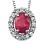 Necklace ruby and diamond white Gold 375/1000 carats