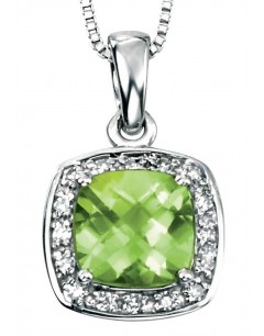 Necklace peridot and diamond white Gold 375/1000 carats