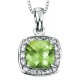 Necklace peridot and diamond white Gold 375/1000 carats