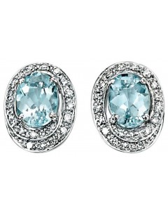 Earring aquamarine and diamond white Gold 375/1000