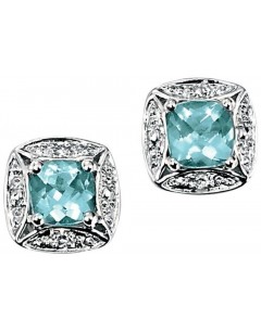 Earring aquamarine and diamond white Gold 375/1000