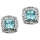 Earring aquamarine and diamond white Gold 375/1000