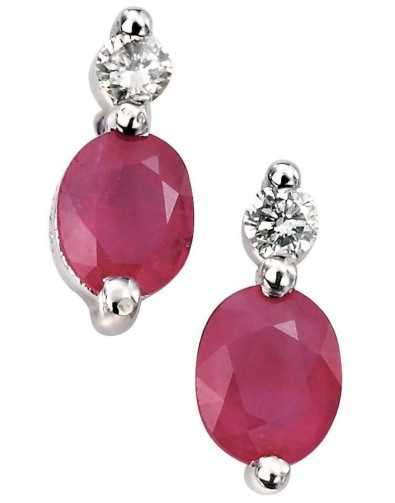 Earring ruby and diamond white Gold 375/1000