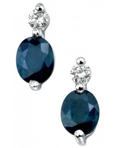 Earring Sapphire and diamond white Gold 375/1000