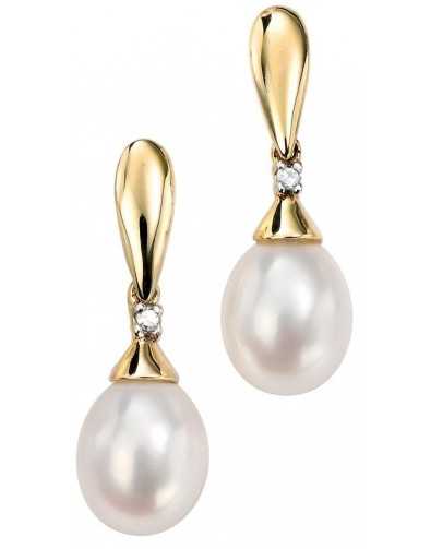 Earring pearl and diamond Gold 375/1000 