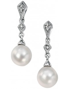 Earring pearl and diamond white Gold 375/1000