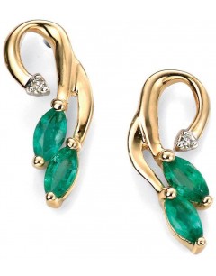 Earring emerald and diamond Gold 375/1000