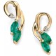 Earring emerald and diamond Gold 375/1000