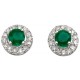 Earring emerald and diamond white Gold 375/1000