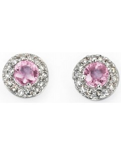 Earring diamond and pink sapphire white gold 375/1000