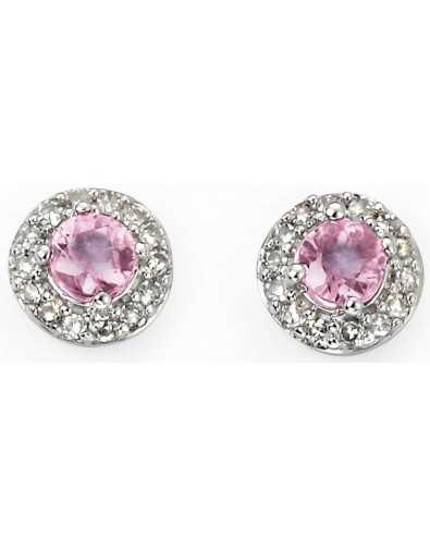 Earring diamond and pink sapphire white gold 375/1000