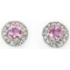 Earring diamond and pink sapphire white gold 375/1000