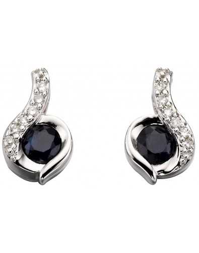 Earring Sapphire and diamond white Gold 375/1000