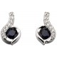 Earring Sapphire and diamond white Gold 375/1000