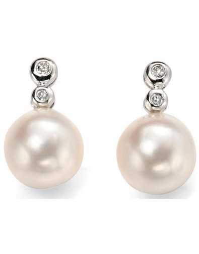 Earring pearl and diamond white Gold 375/1000