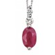 Necklace ruby and diamond white Gold 375/1000